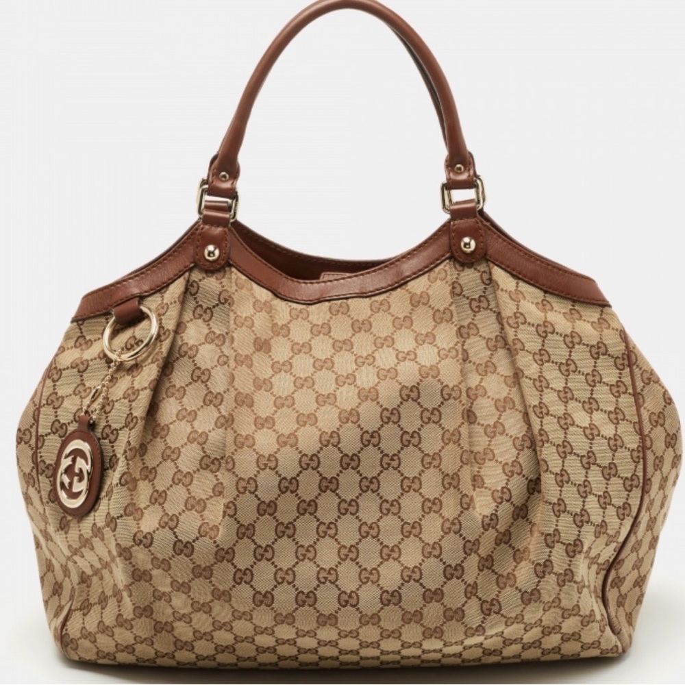 Gucci Beige and Brown Signature Tote